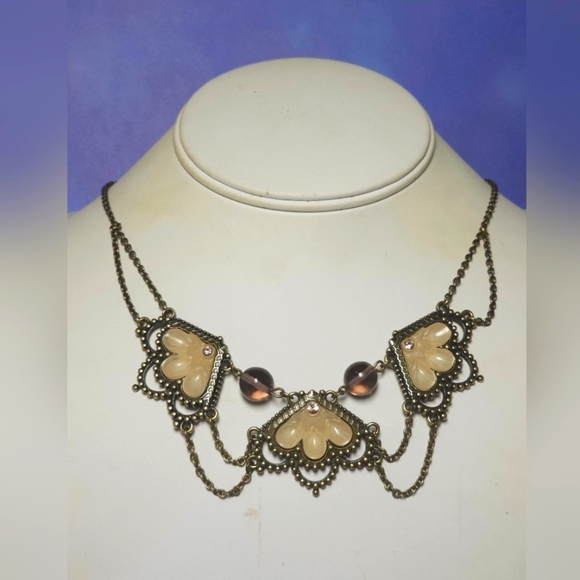 Jewelmint Vintage-Inspired Necklace with Cream and Brown Accents - Picture 1 of 7